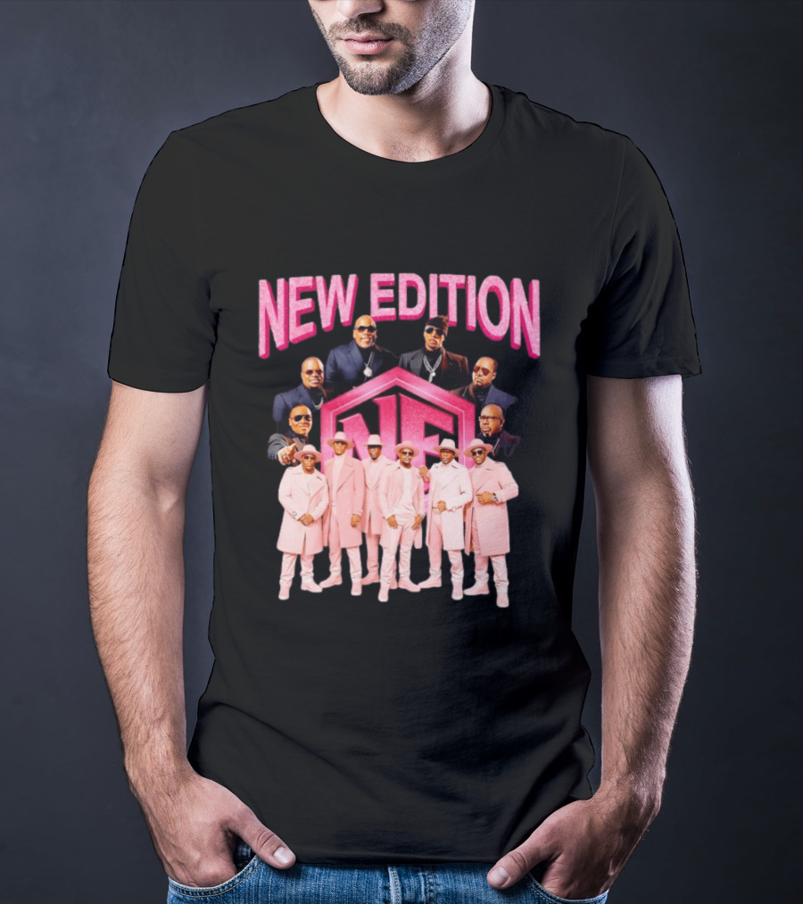 Bobby Brown Johnny Gill Ralph Tresvant Ronnie DeVoe Ricky Bell Michael Bivins New Edition NE Band Pink Outfits 90s Music T-Shirt