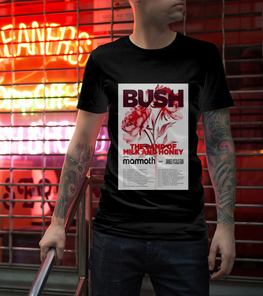 BUSH The Land Of Milk And Honey Tour 2026 Featuring Mammoth And James And The Cold Gun T-Shirt