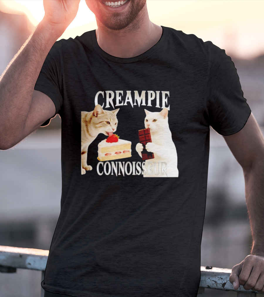Cats Creampie Connoisseur Strawberry Cake Chocolate Bar T-Shirt