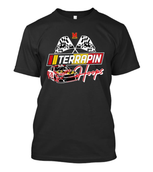 Terrapin Hoops Maryland Racing Car Checkered Flags T-Shirt