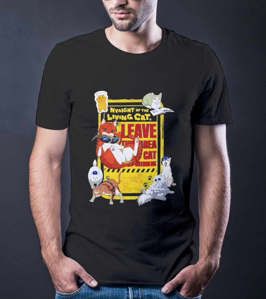 Nyaight Of The Living Cat Leave This Area Cat Neko T-Shirt