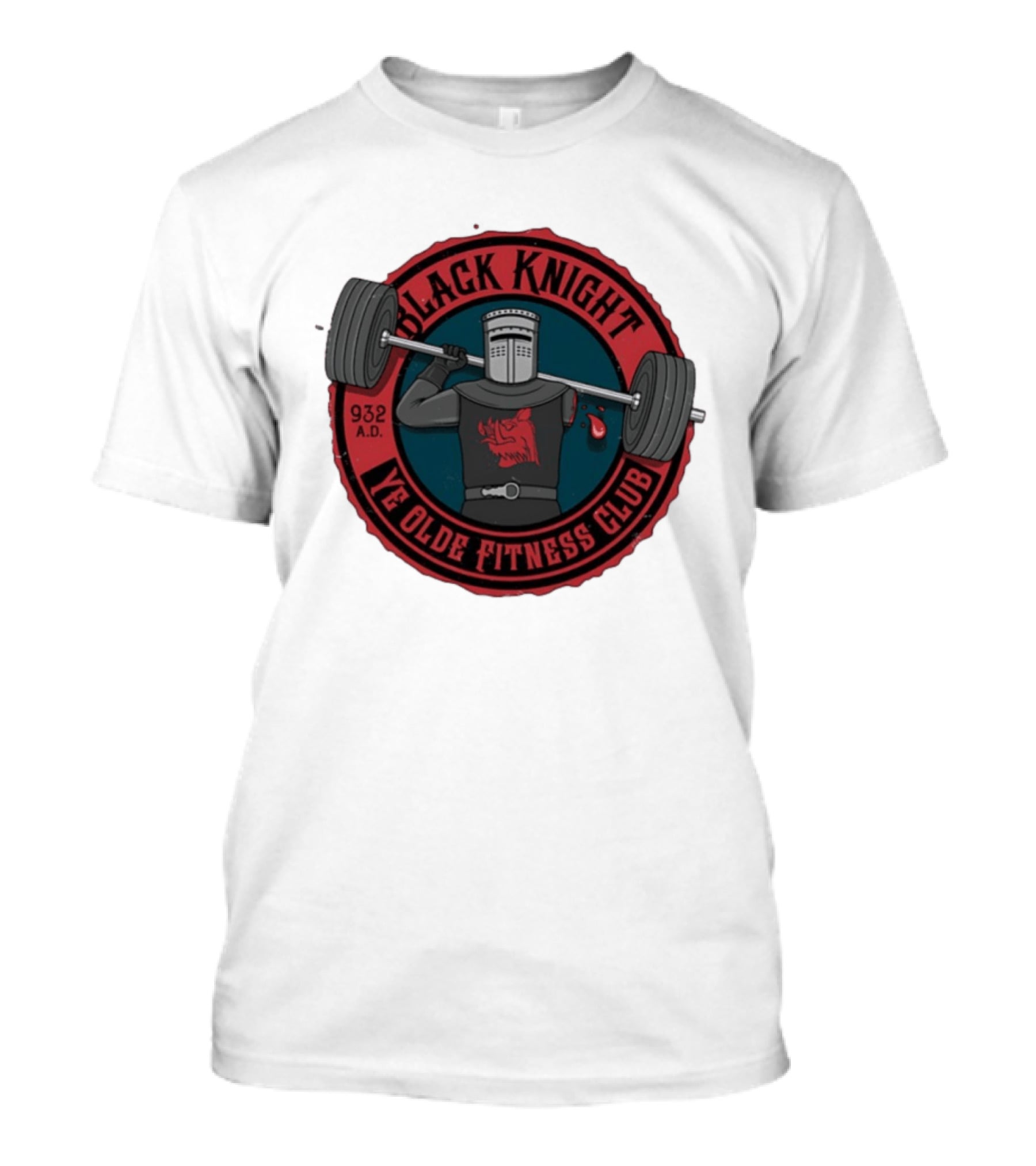 Black Knight Ye Olde Fitness Club 932 AD Weightlifting Medieval Humor T-Shirt