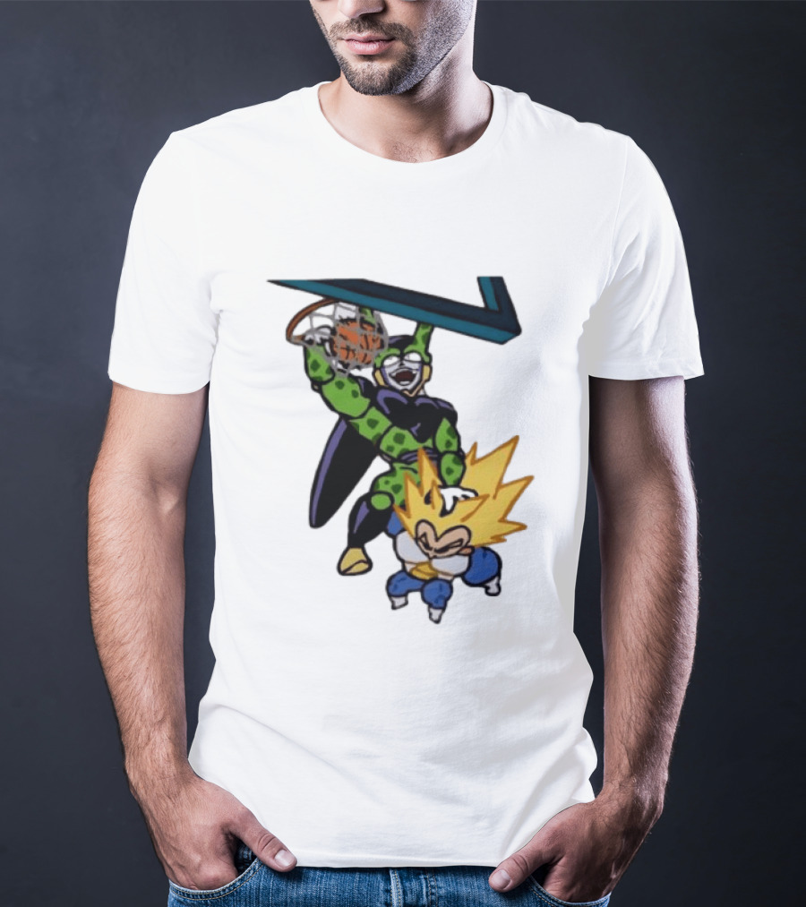 Cell Vs Vegeta Basketball Dunk Anime Mashup T-Shirt