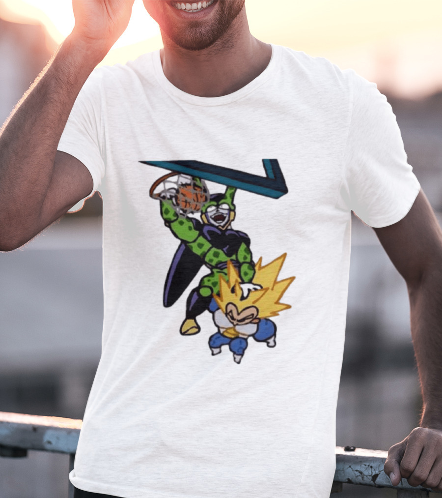 Cell Vs Vegeta Basketball Dunk Anime Mashup T-Shirt