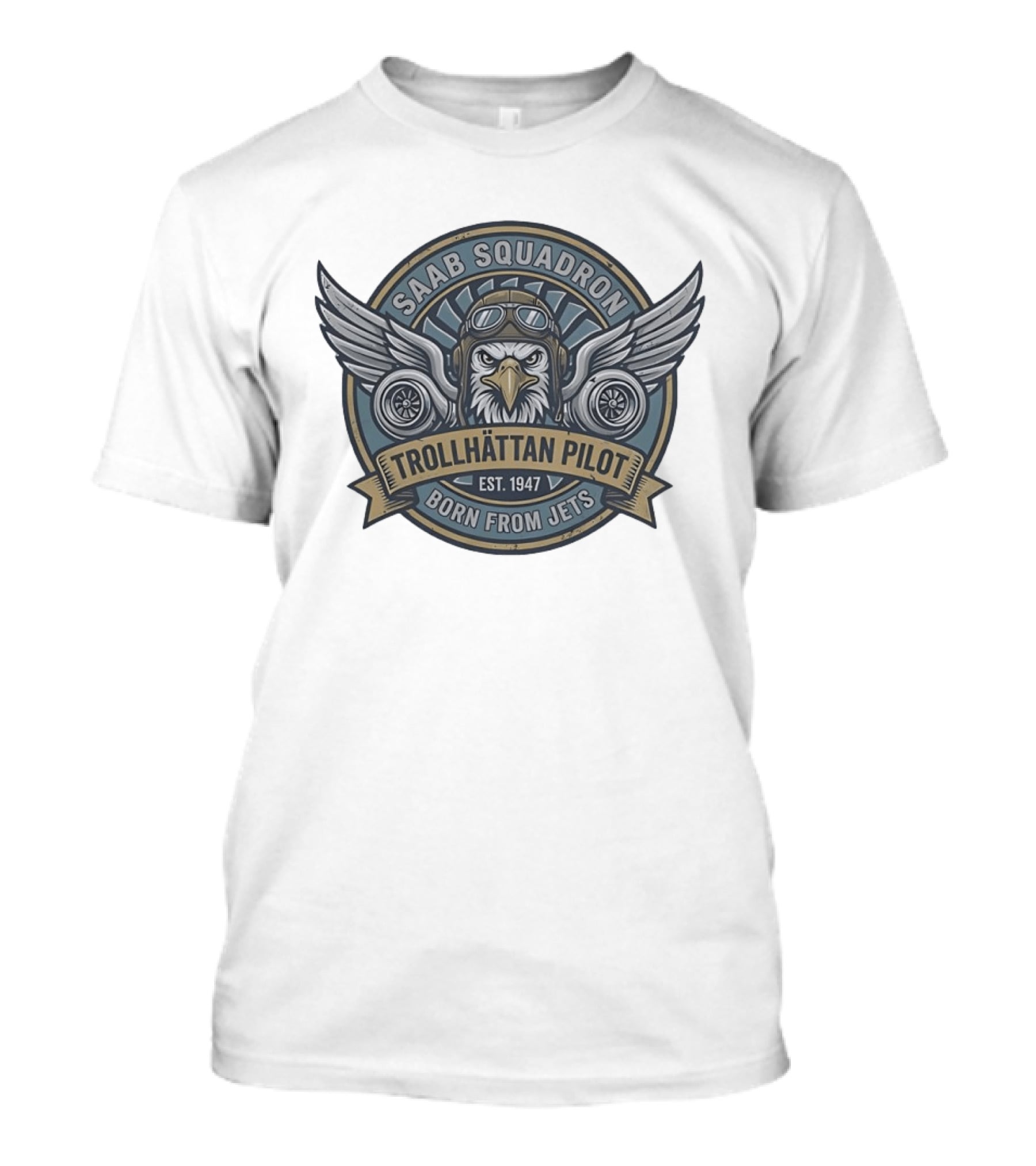 Saab Squadron Trollhättan Pilot Born From Jets Est 1947 Eagle T-Shirt
