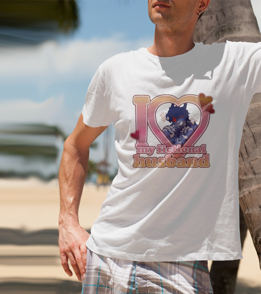 I Love My Fictional Husband Heart Design With Anime T-Shirt