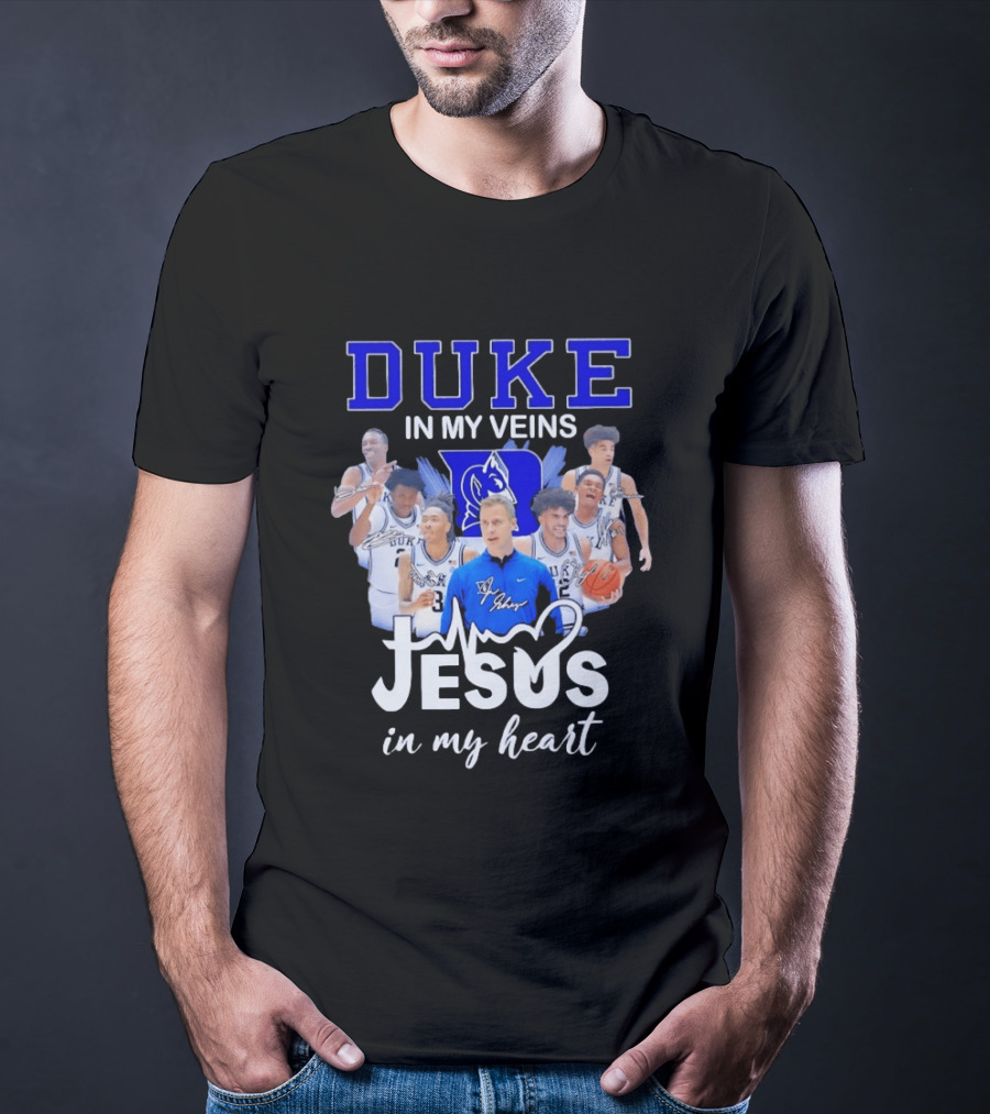 Duke Blue Devils Basketball Jesus In My Heart Signatures T-Shirt