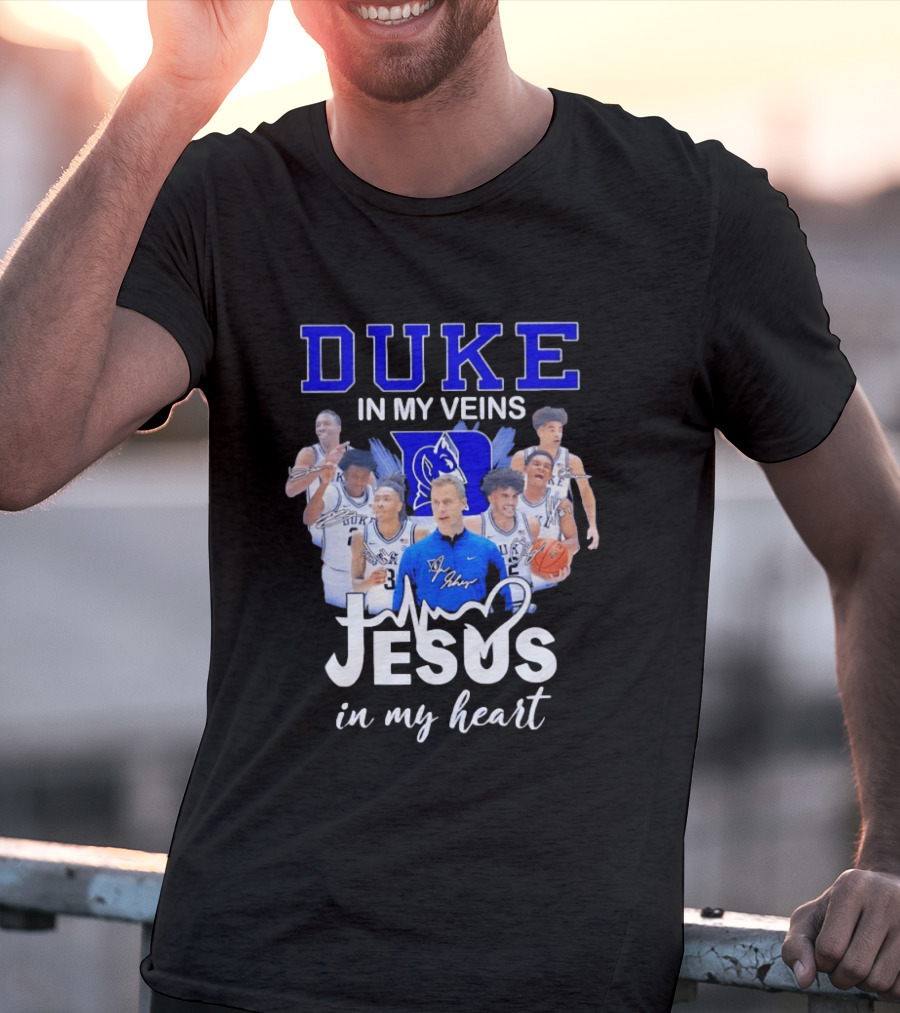Duke Blue Devils Basketball Jesus In My Heart Signatures T-Shirt