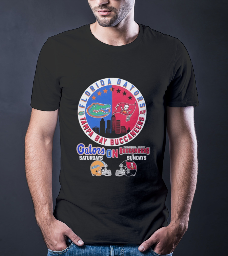Florida Gators Tampa Bay Buccaneers Saturdays Sundays Helmet Mashup T-Shirt