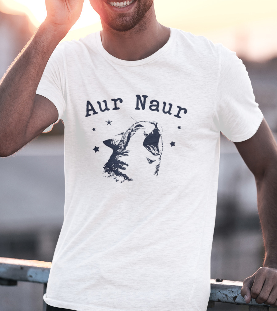 Aur Naur Cat Funny Meme Phrase With Stars T-Shirt