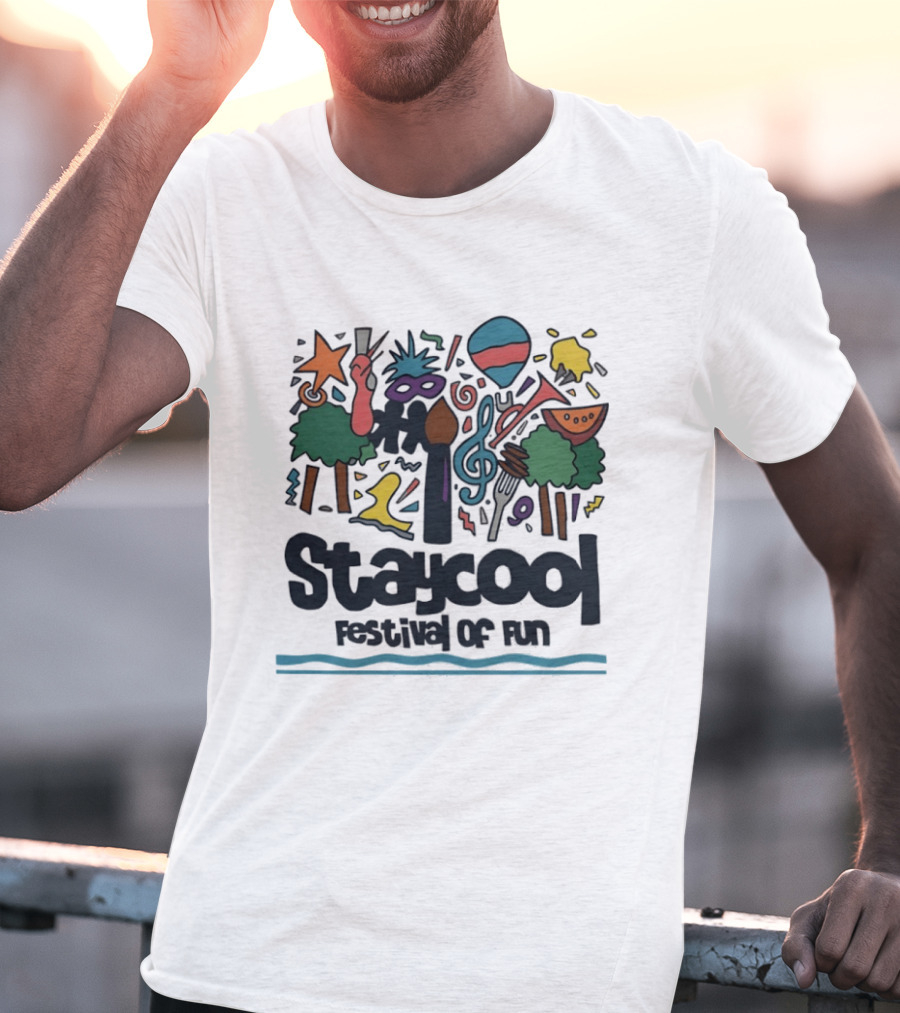 Staycool Festival Of Fun With Colorful Icons And Musical T-Shirt