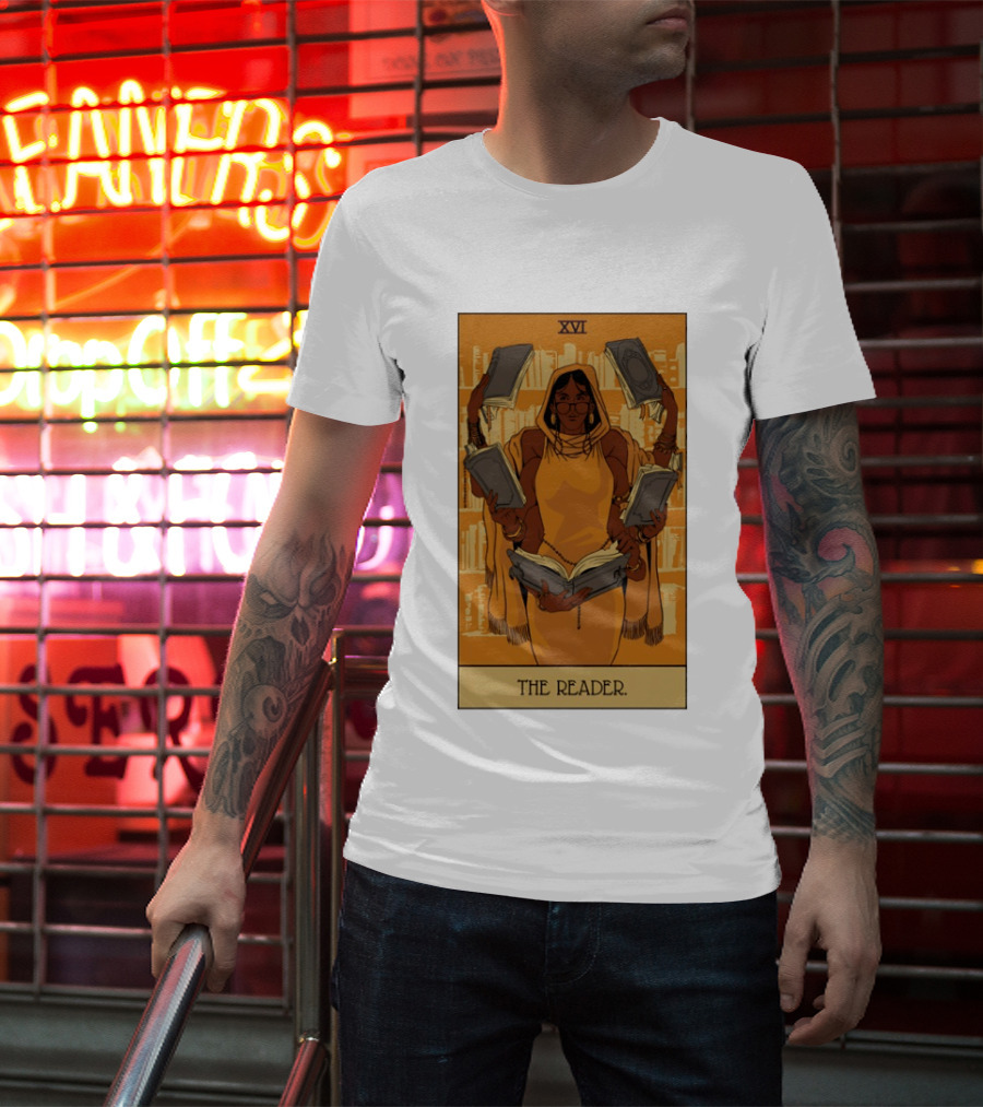 XVI The Reader Tarot Card Modern Witch Aesthetic Books Library T-Shirt