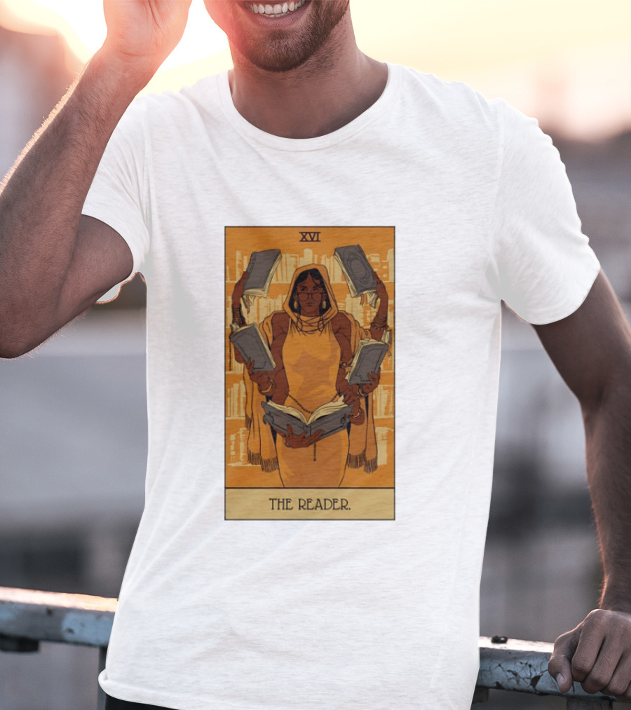 XVI The Reader Tarot Card Modern Witch Aesthetic Books Library T-Shirt