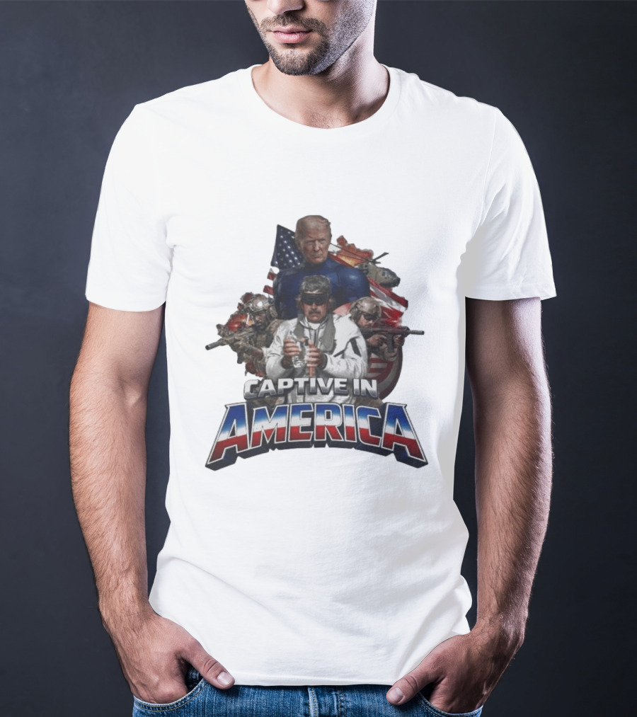 Trump Maduro Captive In America Soldiers Helicopters United States Flag T-Shirt