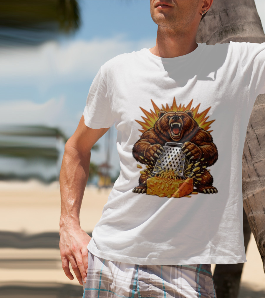 Angry Bear Grating Cheese Grater Hater Explosive Roaring Beast T-Shirt