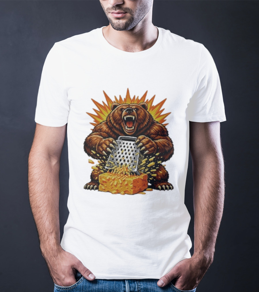 Angry Bear Grating Cheese Grater Hater Explosive Roaring Beast T-Shirt