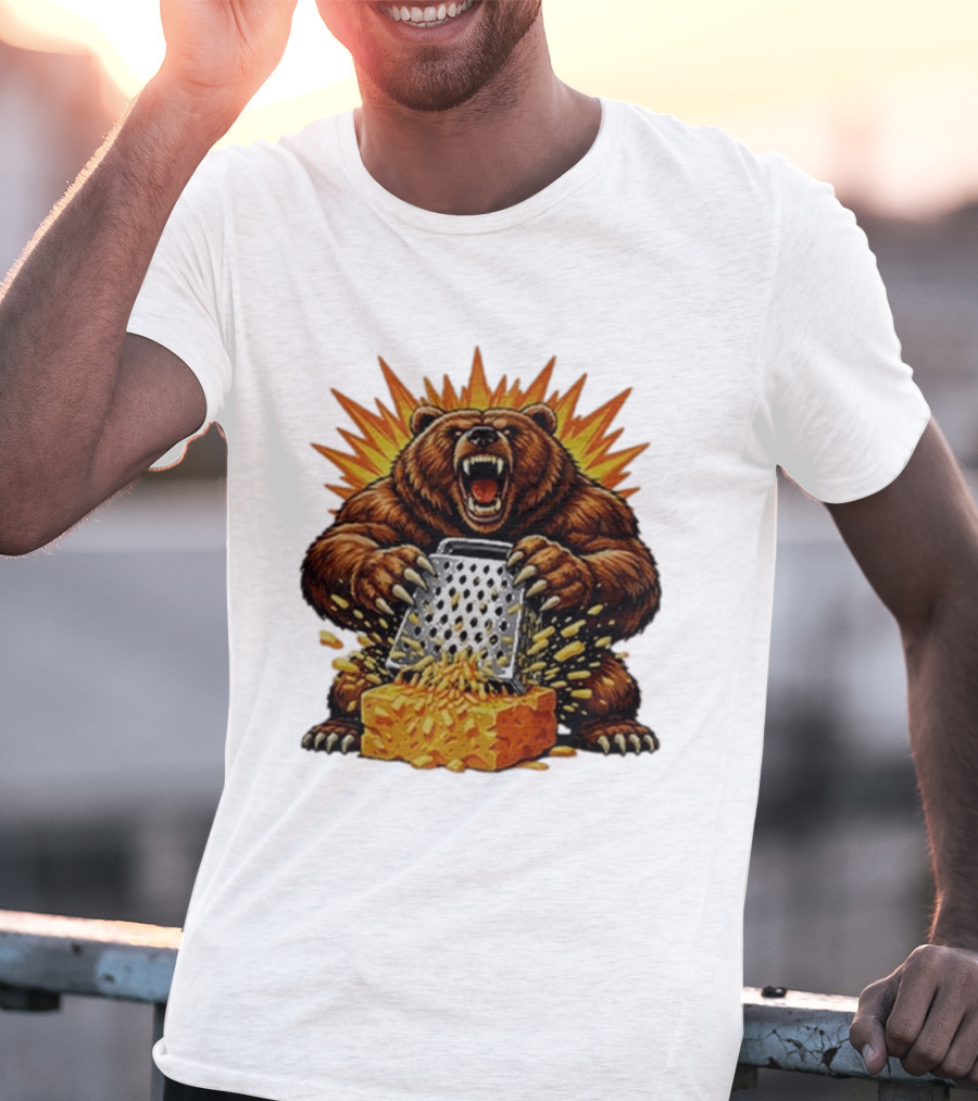 Angry Bear Grating Cheese Grater Hater Explosive Roaring Beast T-Shirt