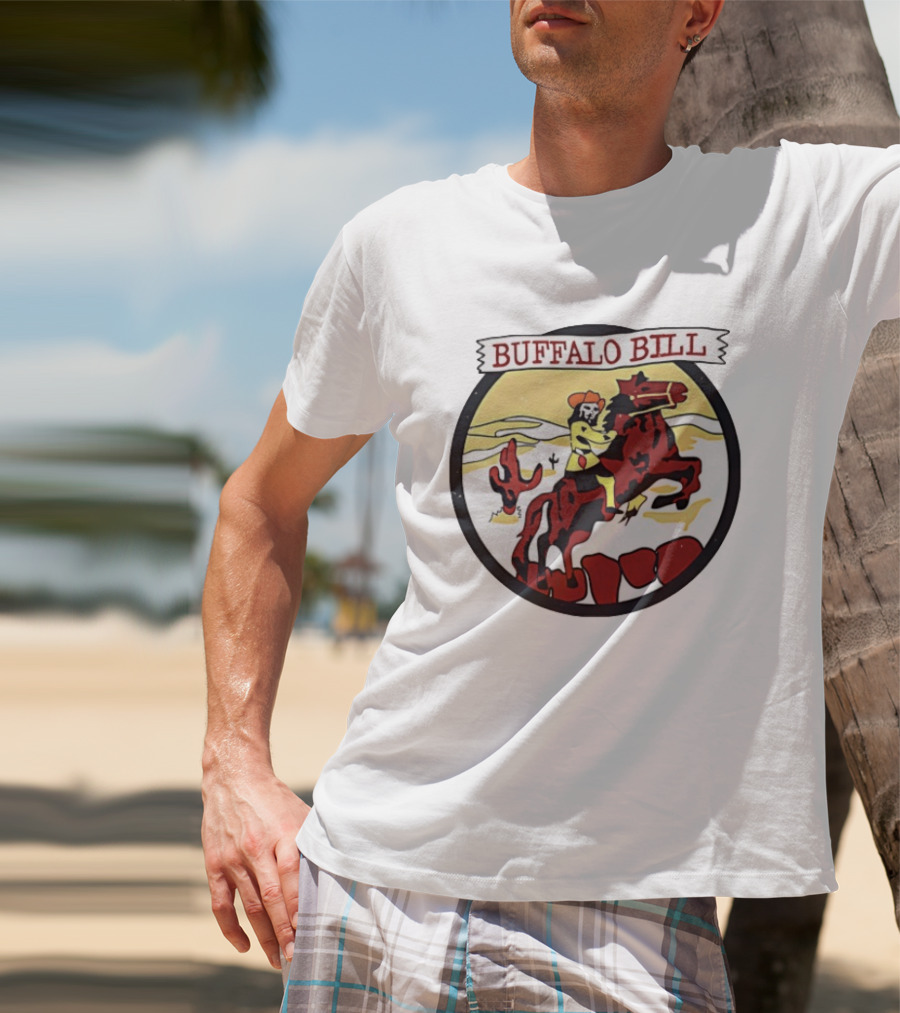 Buffalo Bill Cowboy Riding Red Horse Western Adventure T-Shirt