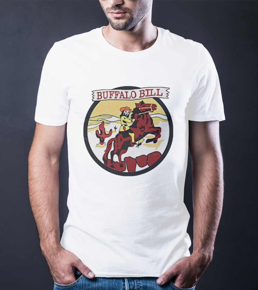 Buffalo Bill Cowboy Riding Red Horse Western Adventure T-Shirt