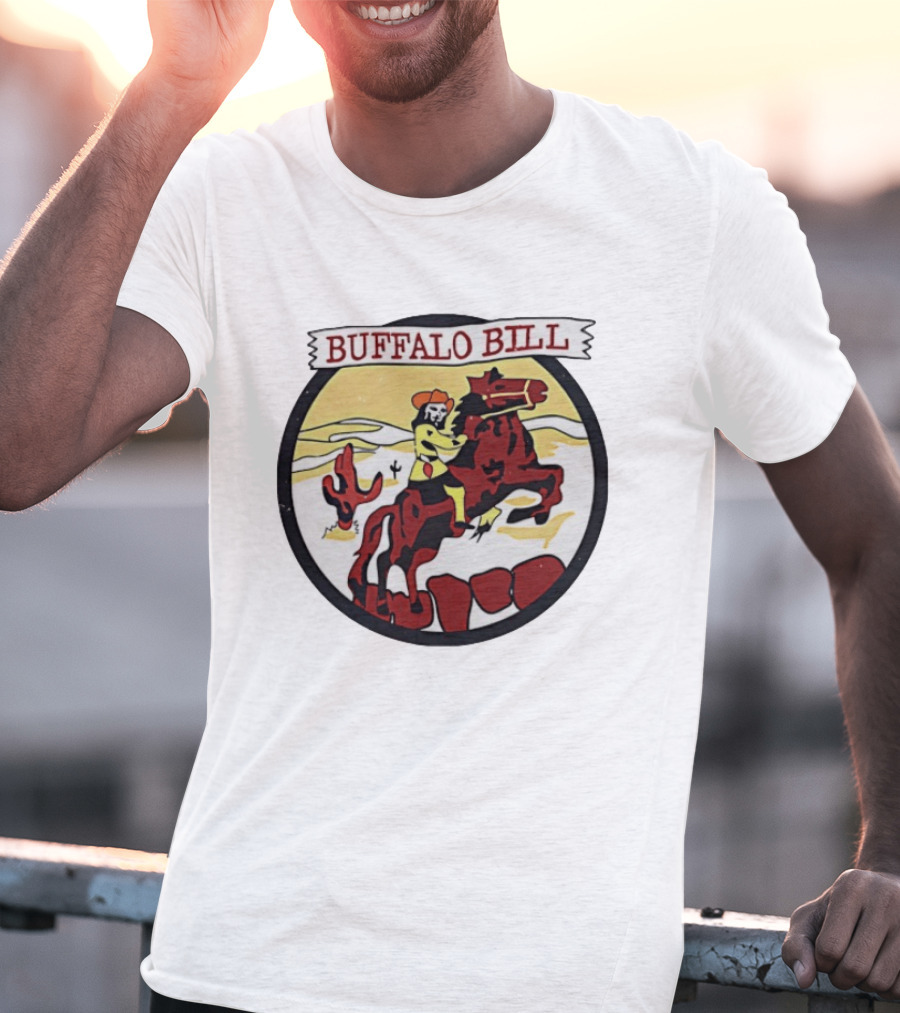 Buffalo Bill Cowboy Riding Red Horse Western Adventure T-Shirt