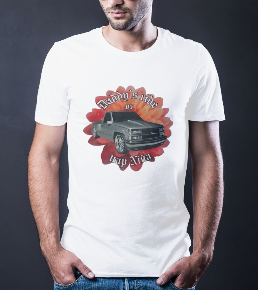 Daddy's Ride Or Nap Niña Car Floral T-Shirt