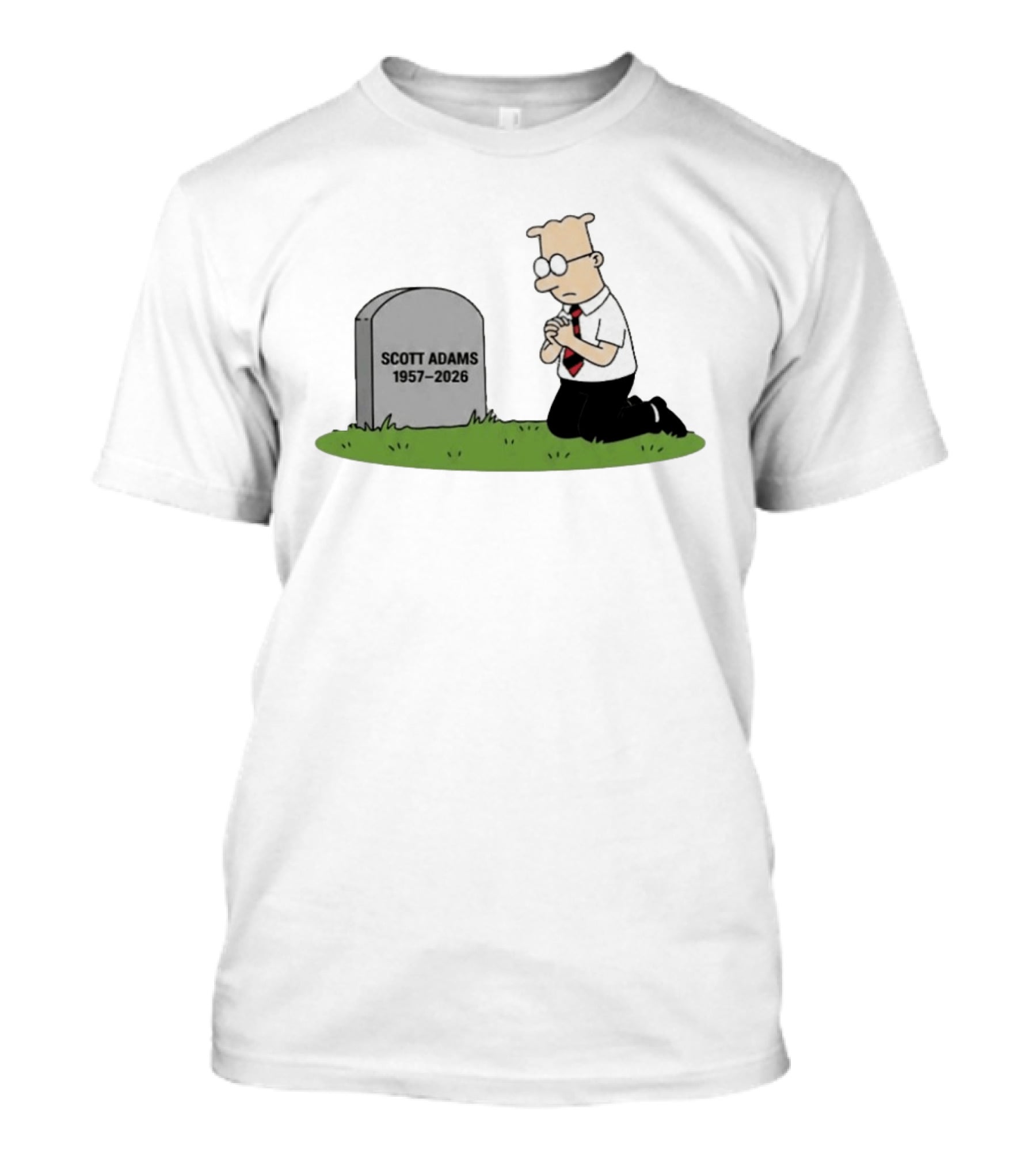 Scott Adams 1957 2026 Kneeling Dilbert Grave Marker T-Shirt