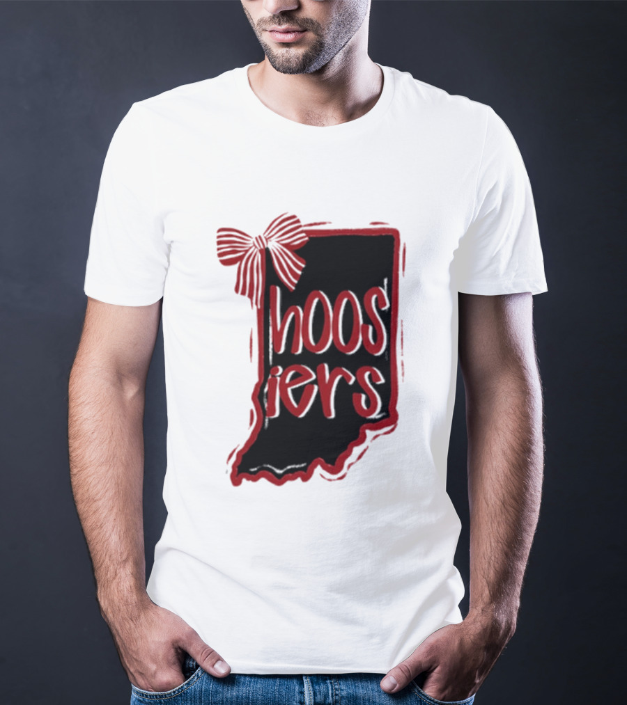 Hoosiers Indiana State Outline Bow Game Day T-Shirt