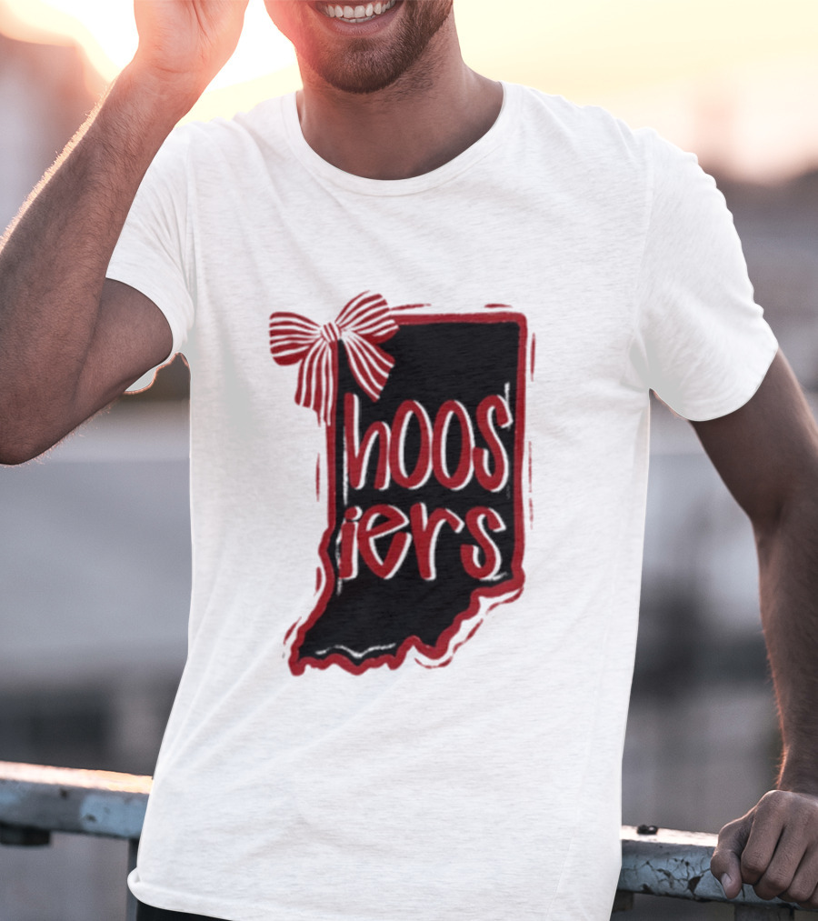 Hoosiers Indiana State Outline Bow Game Day T-Shirt