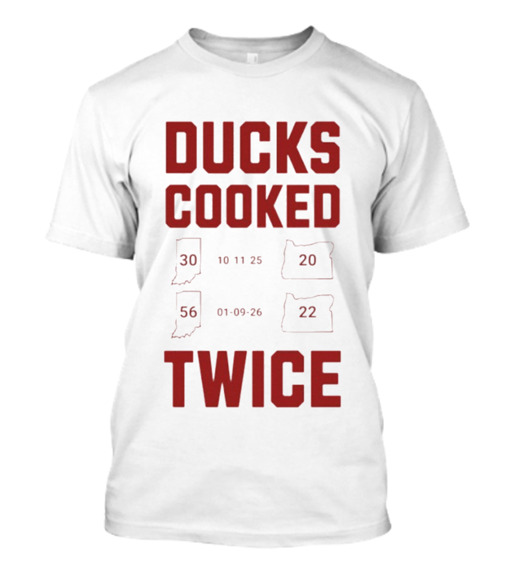 Ducks Cooked Twice Indiana Hoosiers 56 22 Victory Over Oregon 30 20 T-Shirt