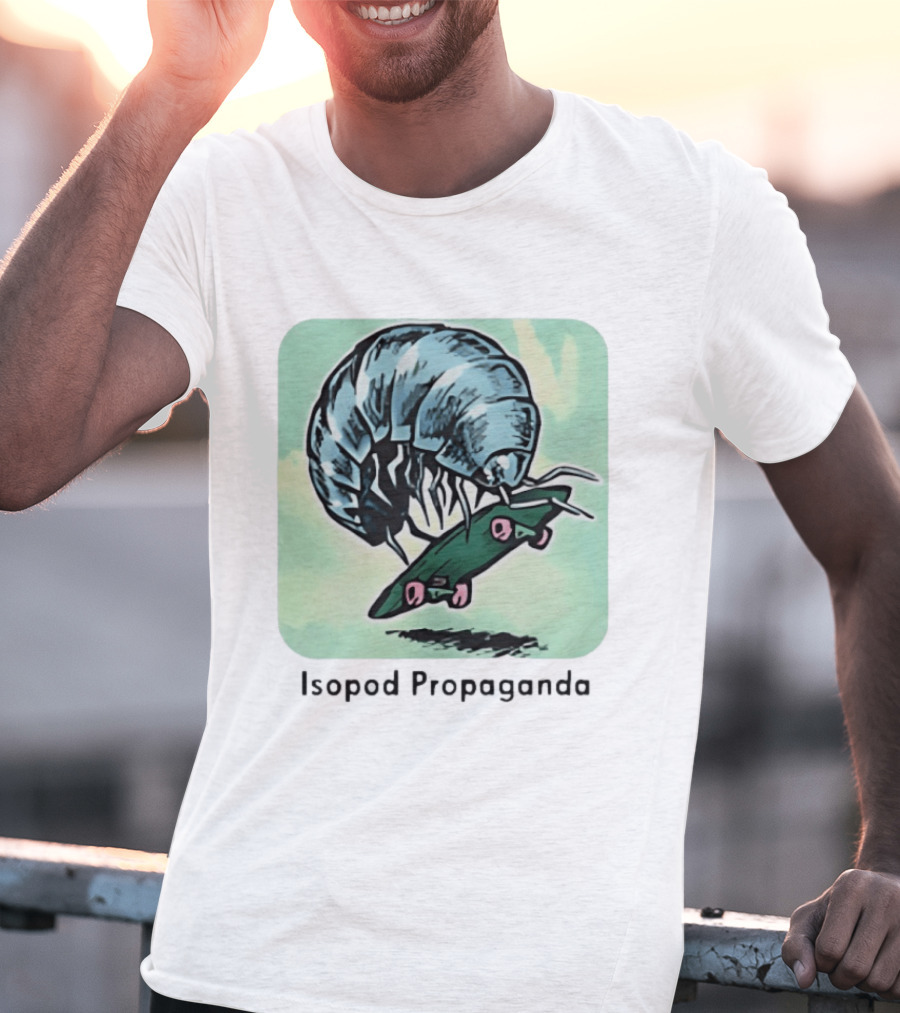 Isopod Riding Skateboard Fun Surreal T-Shirt