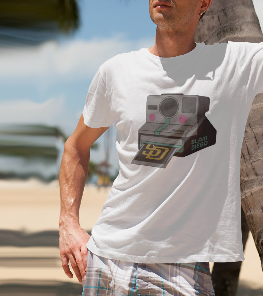 Slam Diego Padres Vintage Polaroid Camera MLB T-Shirt