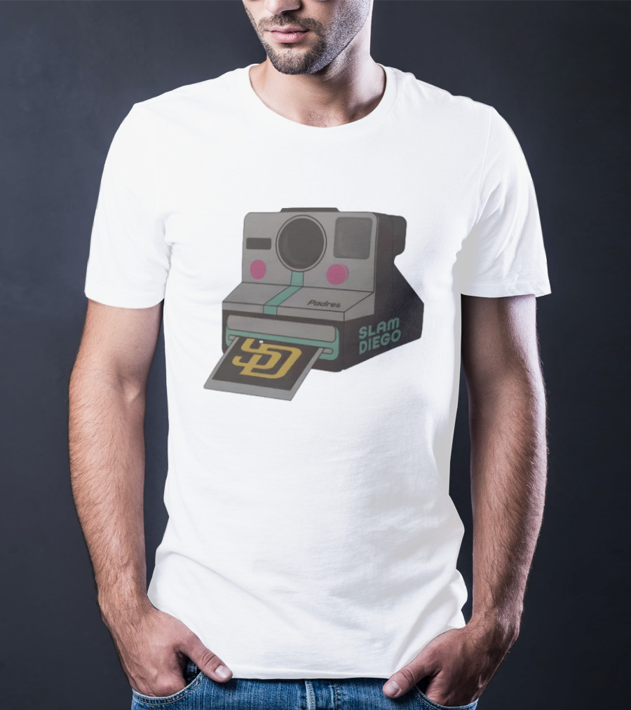 Slam Diego Padres Vintage Polaroid Camera MLB T-Shirt