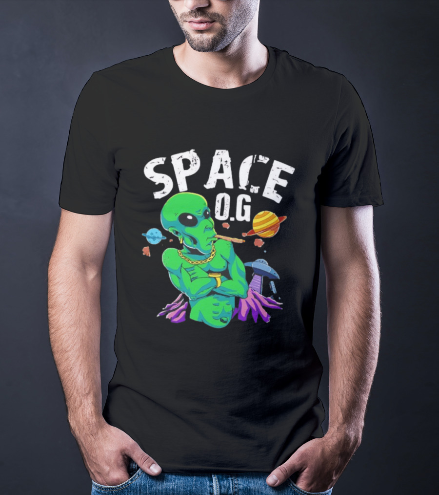 SPACE O.G. Alien Smoking Planets UFO Chain T-Shirt