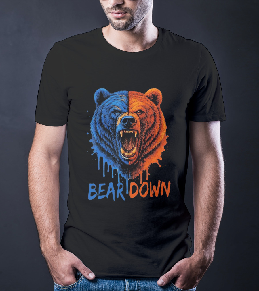 Bear Down Good Better Best Fierce Blue And Orange Bear Face T-Shirt