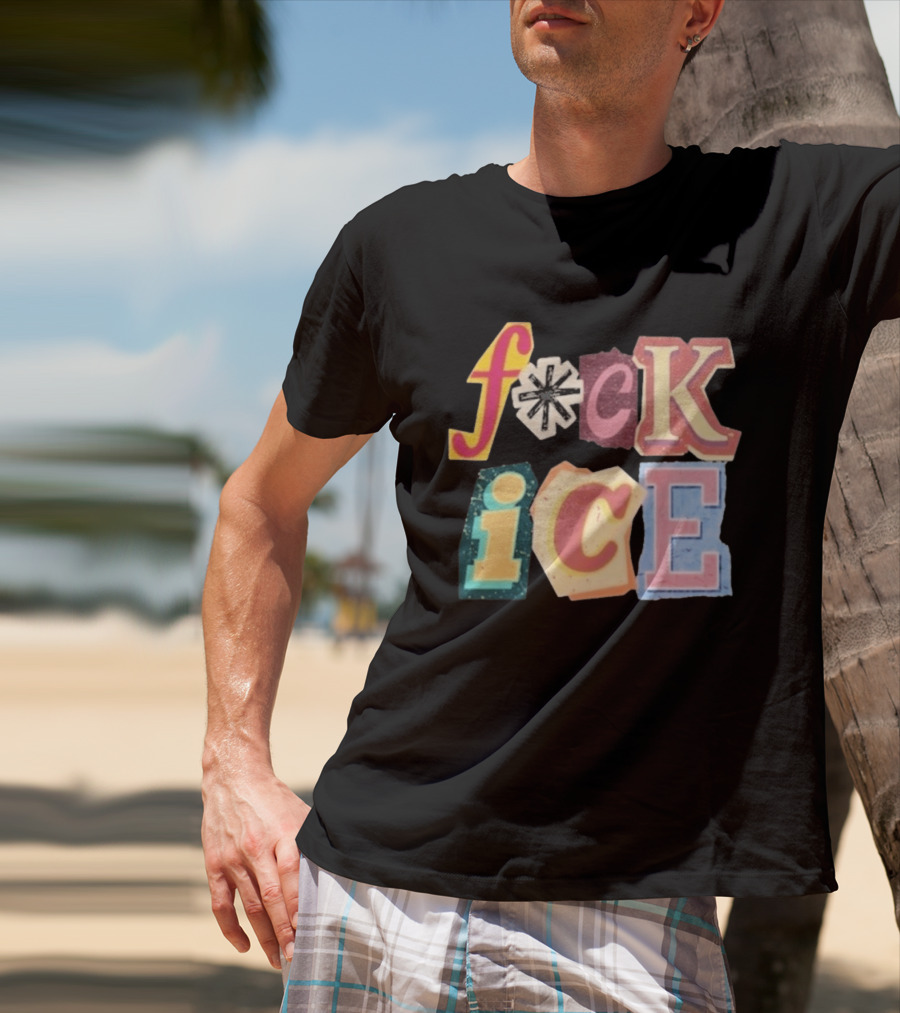 F*ck Ice Magazine Text Collage T-Shirt