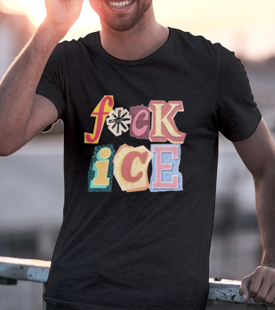 F*ck Ice Magazine Text Collage T-Shirt