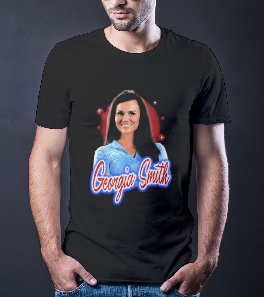 Georgia Smith Blue Top Red T-Shirt