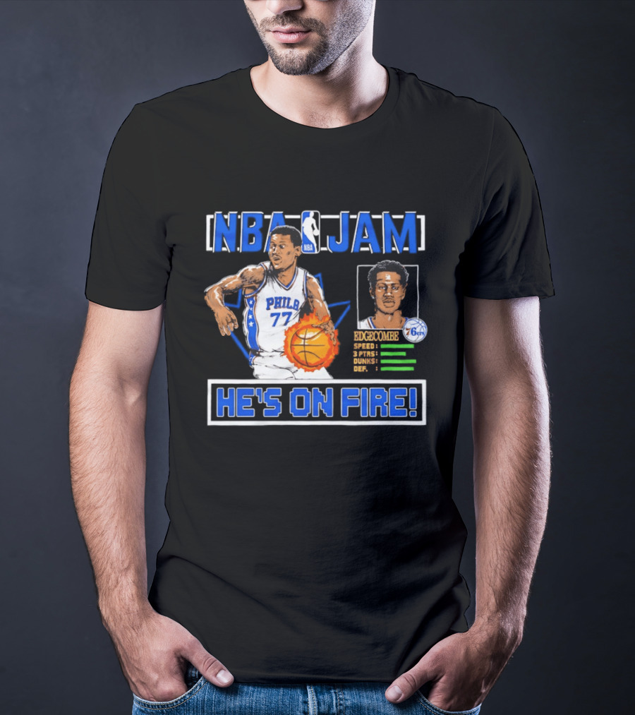 NBA Jam VJ Edgecombe Philadelphia 76ers He's On Fire T-Shirt
