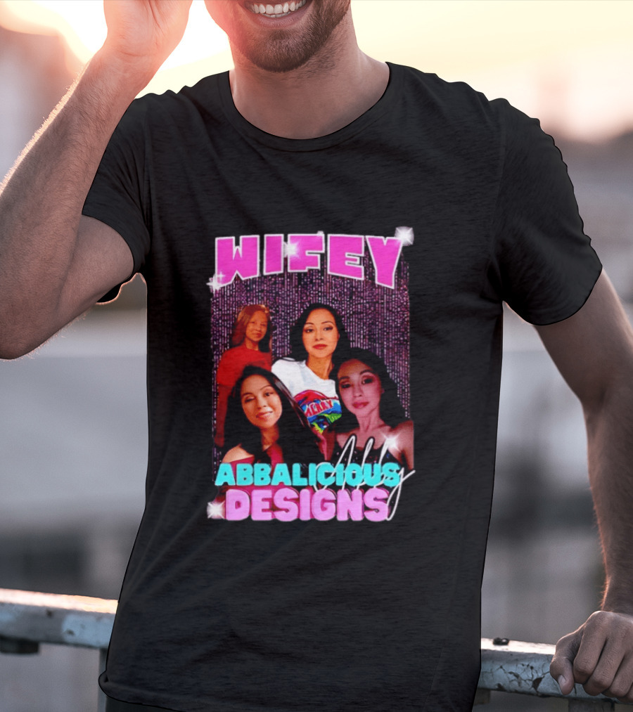 Wifey Abbalicious Designs Pink And Blue Bold Typography With Stylish Women T-Shirt