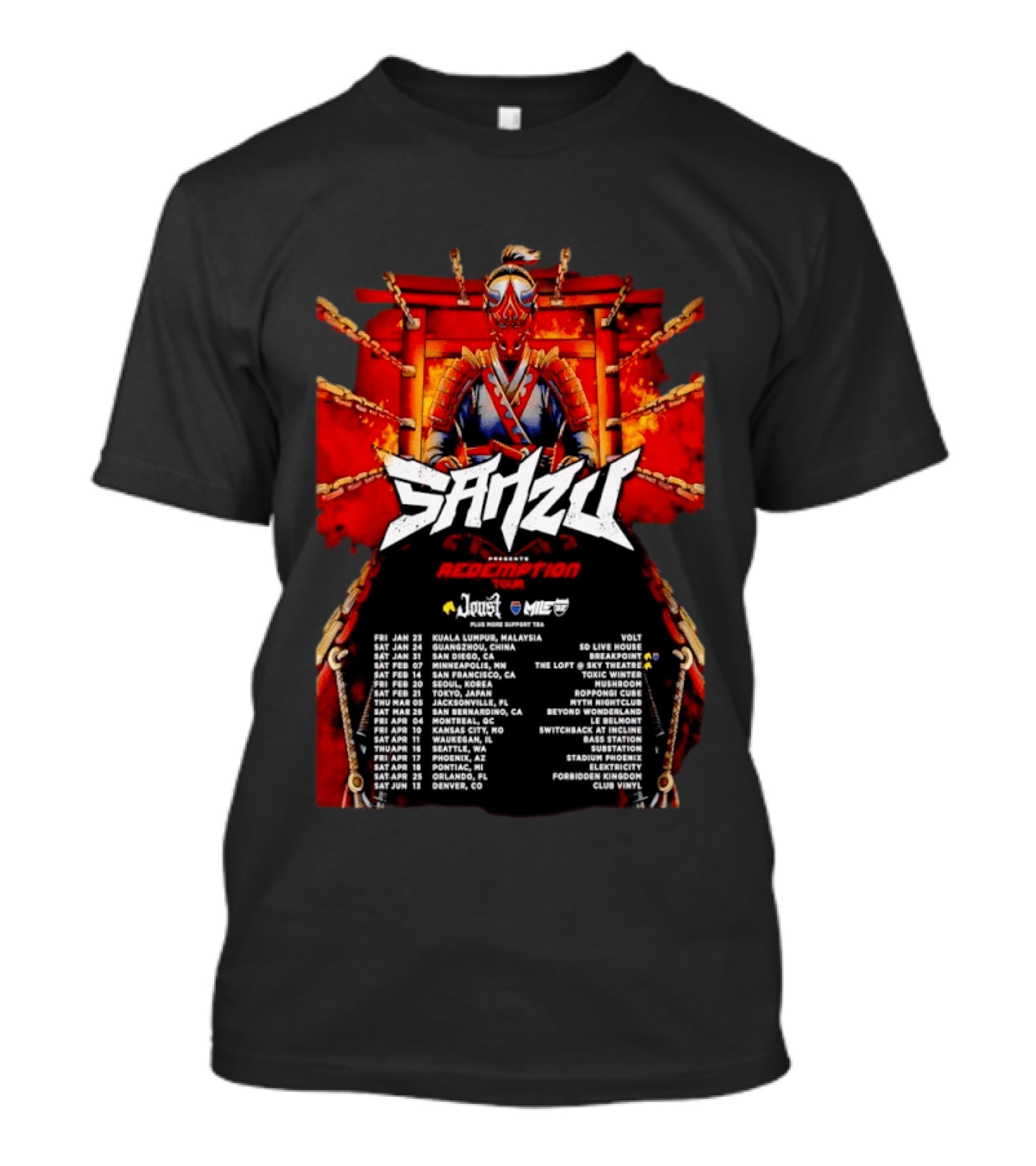 Sanzu Redemption Tour 26 Kuala Lumpur To Denver Concert Dates And Cities T-Shirt