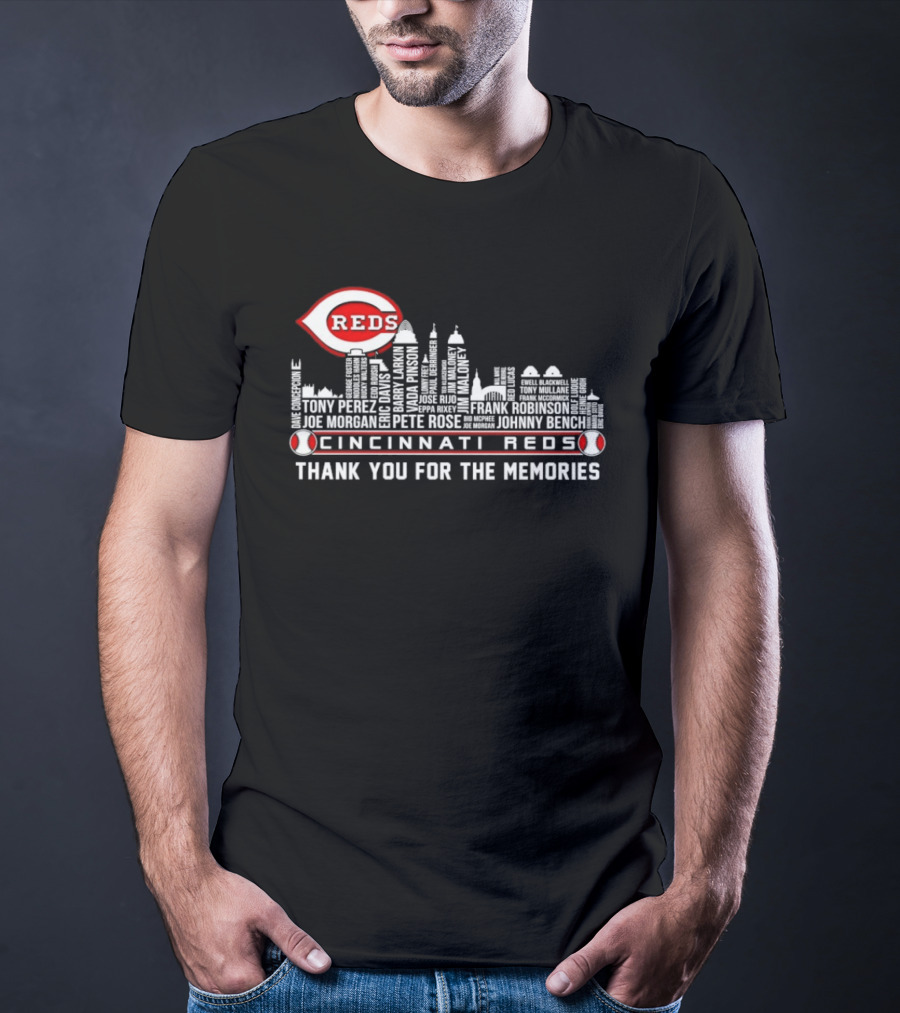 Cincinnati Reds Skyline City Tony Perez Frank Robinson Johnny Bench Thank You For The Memories T-Shirt