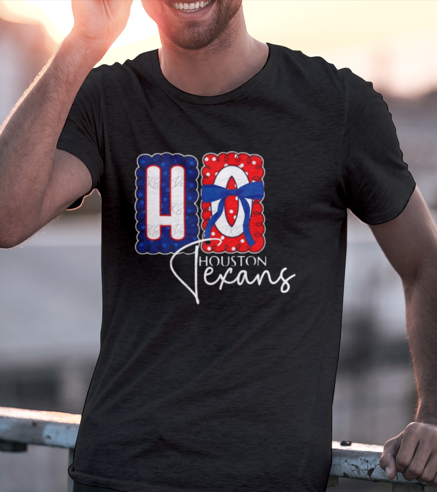 Houston Texans Football HOU Blue Red Bow T-Shirt