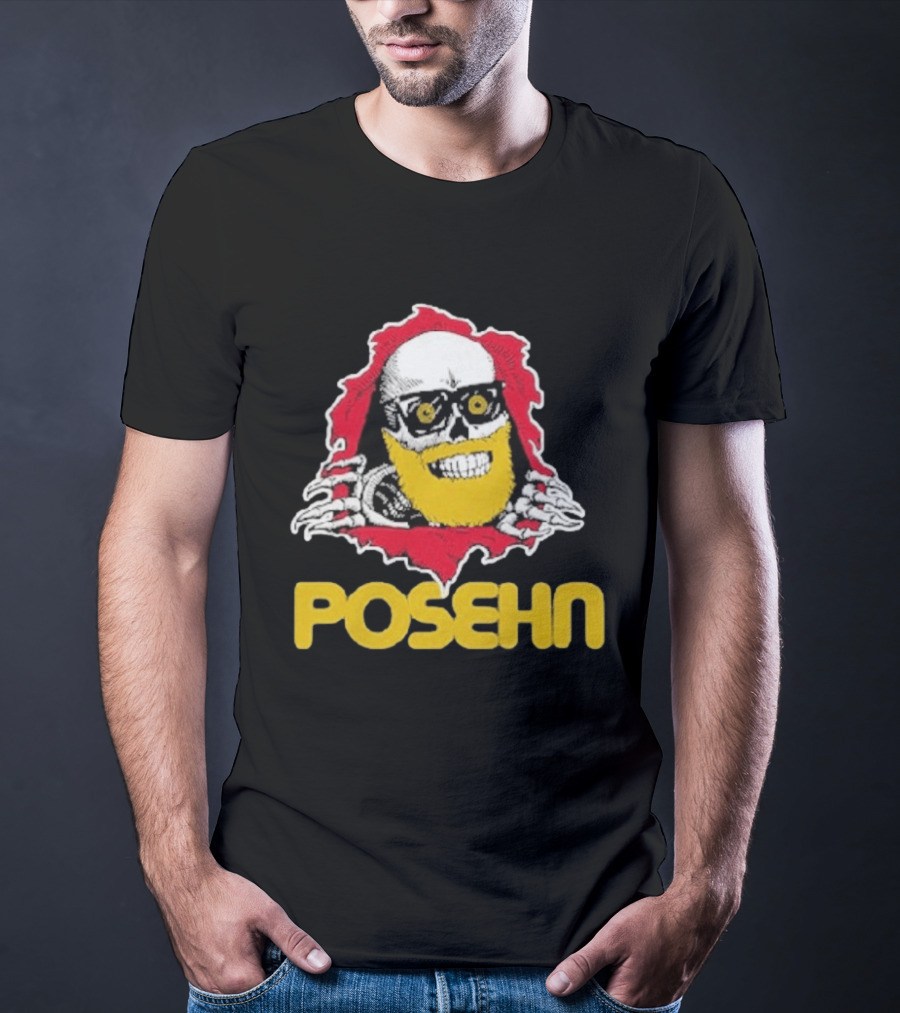 Brian Posehn Bonez Skull Design With Glasses And Yellow Beard T-Shirt