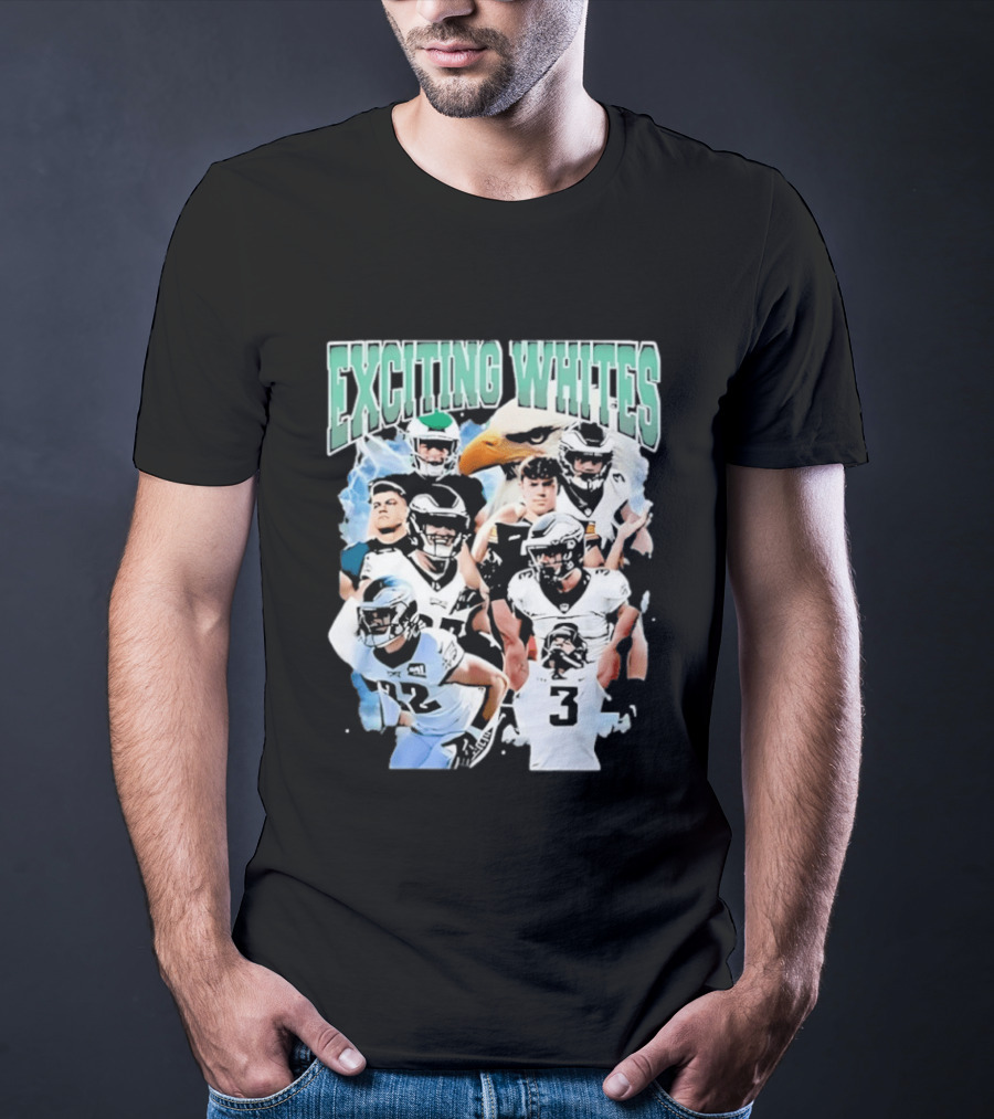 Philadelphia Eagles Exciting Whites Players And Eagle T-Shirt