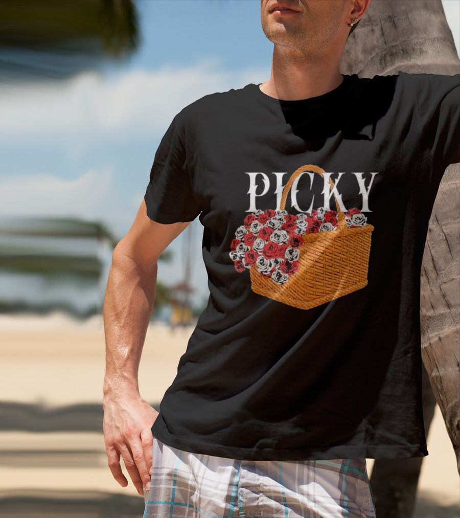 Picky Basket Of Red And White Roses T-Shirt