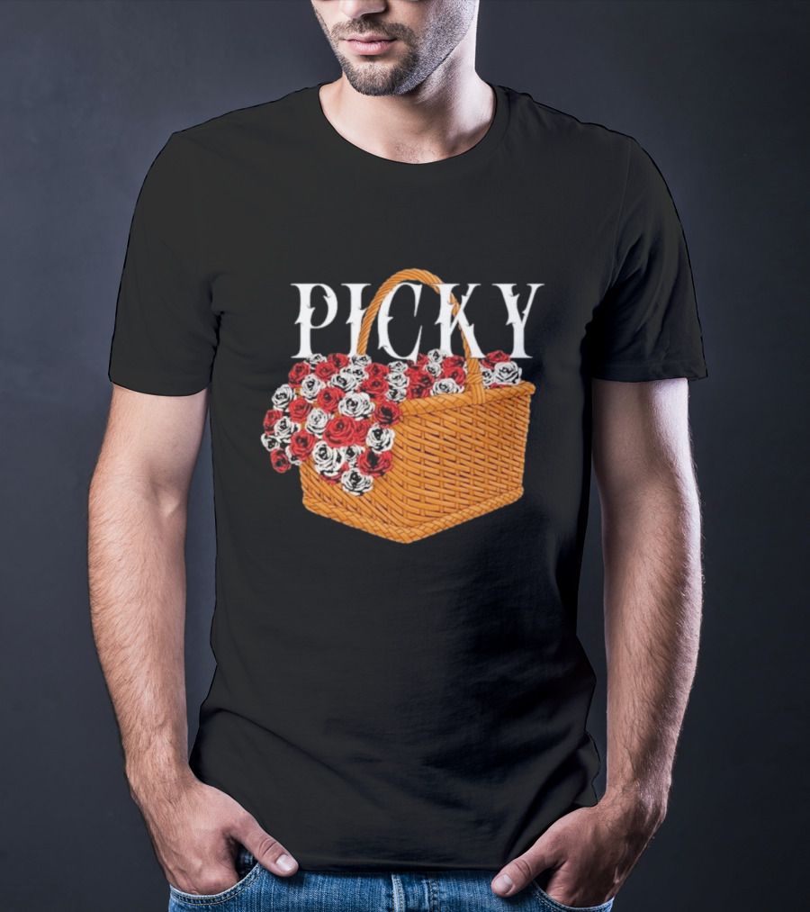 Picky Basket Of Red And White Roses T-Shirt