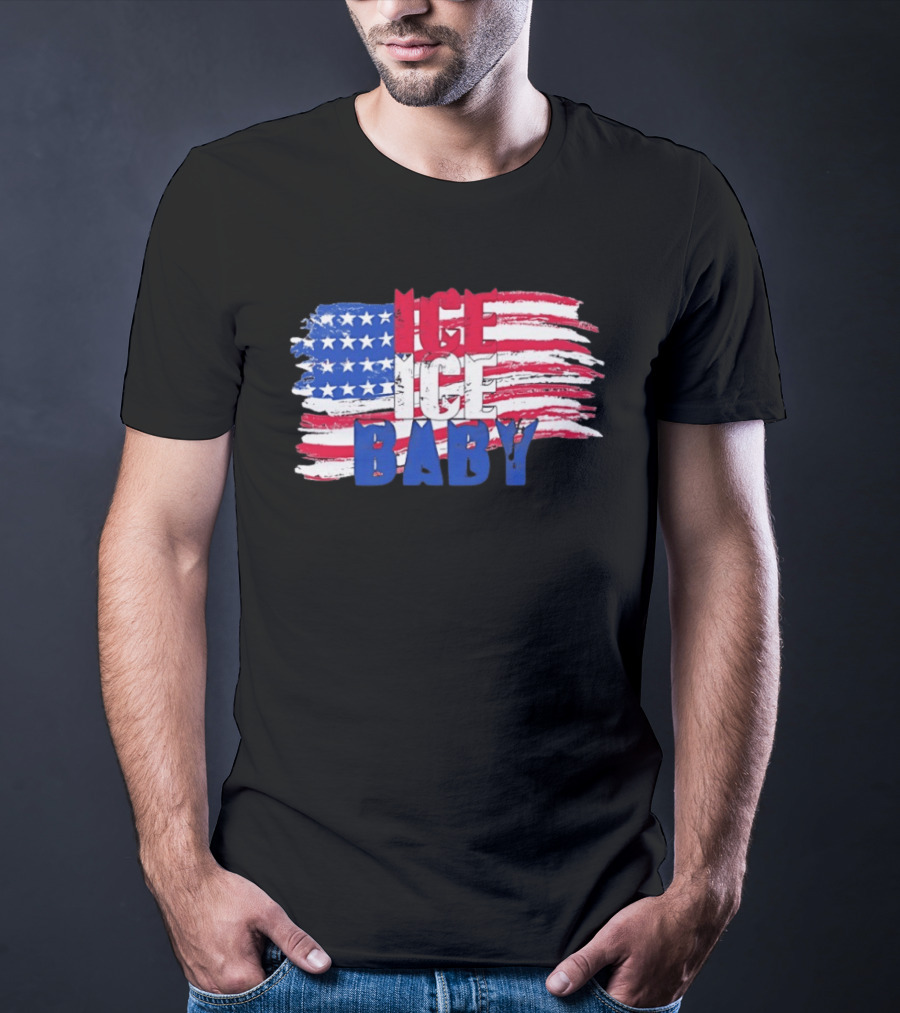 Ice Ice Baby American Flag USA Stars And Stripes T-Shirt