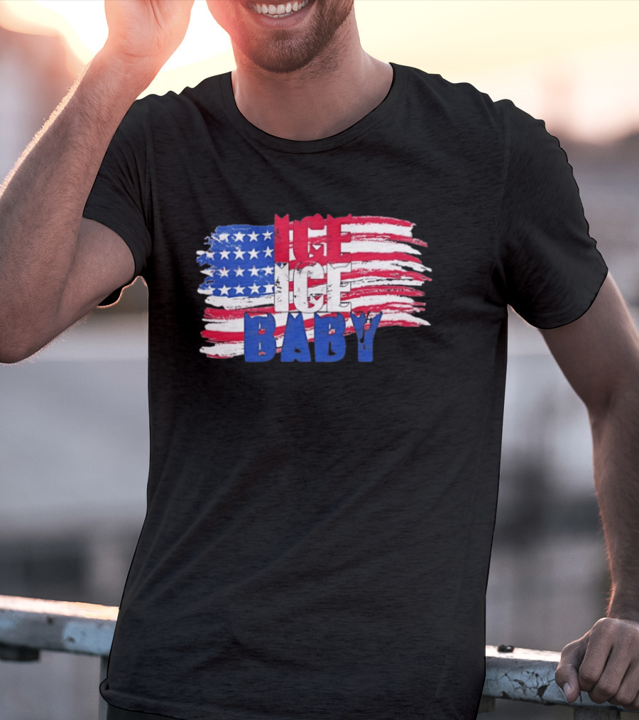 Ice Ice Baby American Flag USA Stars And Stripes T-Shirt