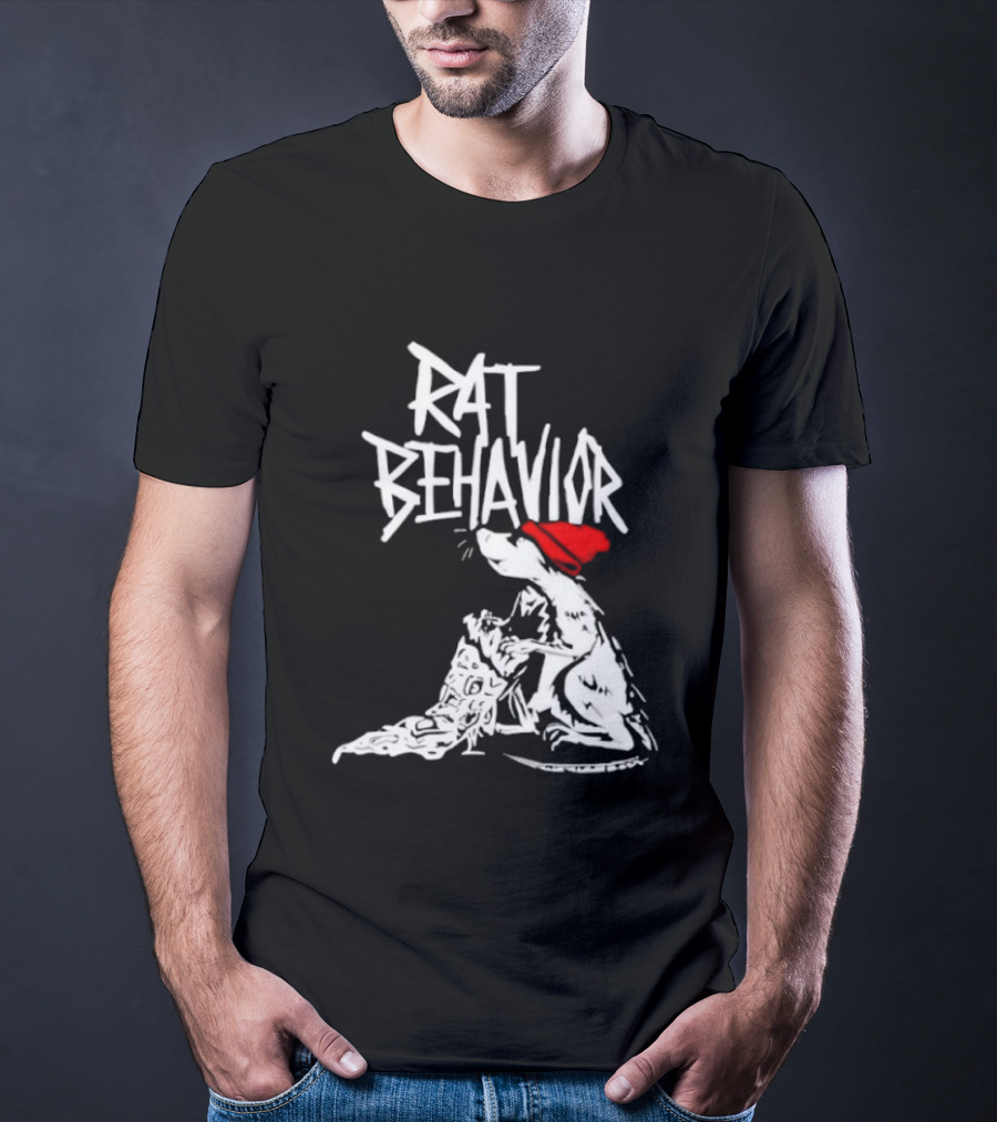 Rat Behavior Graphic With Red Hat And White Rat T-Shirt
