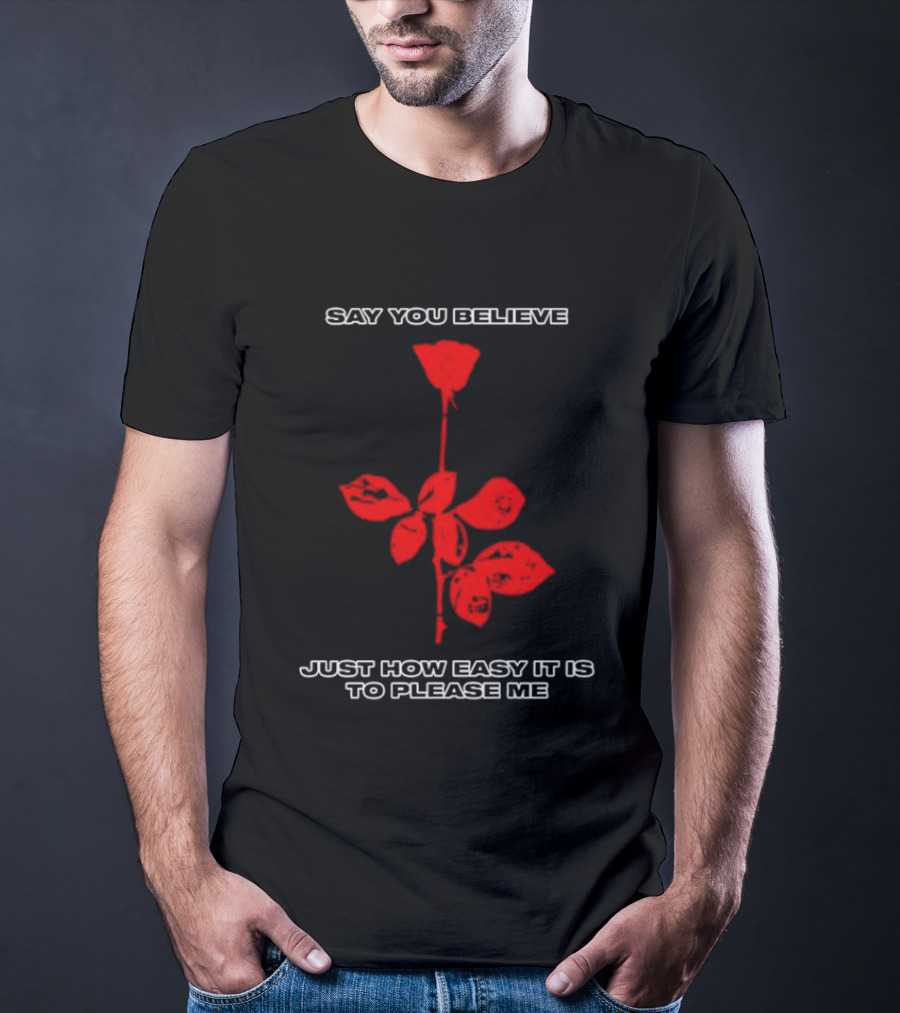 Say You Believe Just How Easy It Is To Please Me Red Rose T-Shirt
